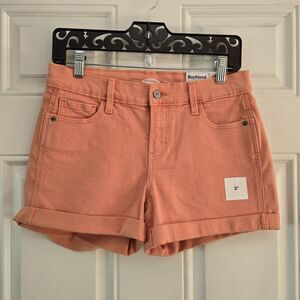 NWT Old Navy Shorts Women Sz 2 Mid Rise Boyfriend Jeans Orange Denim Cuffed